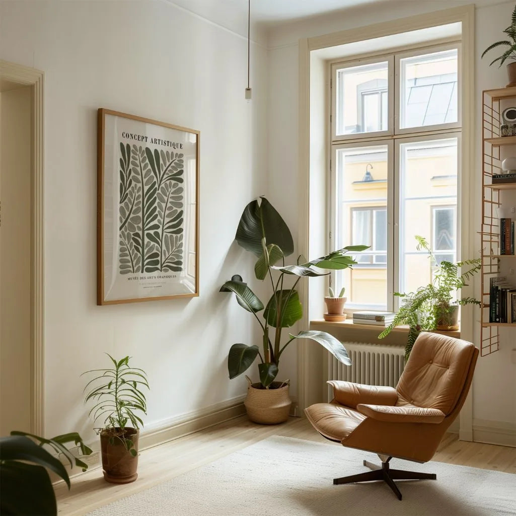 retro leaves poster living room natural wall decor