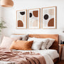 retro modern circle art set of 3 warm terracotta tones wall decor