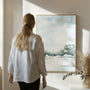 Winter snow landscape poster displayed in gallery wall with modern interior