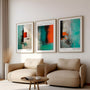 Abstract painting poster set with bold color blocks and texture