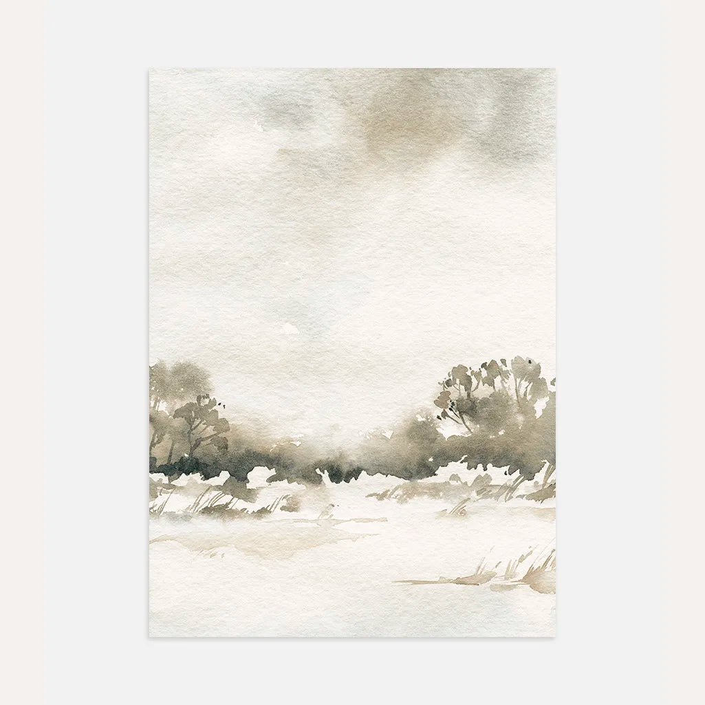 watercolor landscape poster neutral wall art