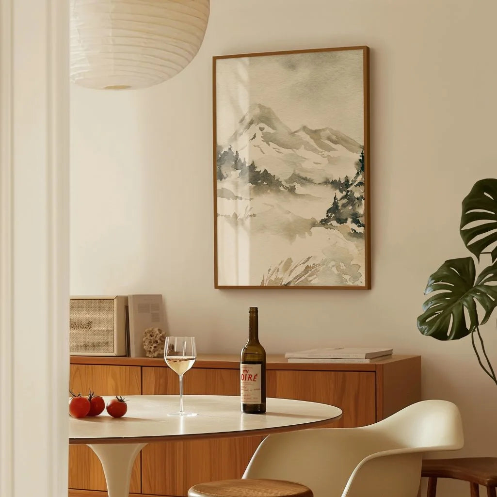 watercolor mountains poster gallery wall neutral landscape