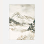 watercolor mountains poster neutral landscape wall art