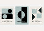 bauhaus poster set of 3 with green grey and black geometric circles triangles and rectangles