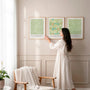 William Morris minimal botanical pattern poster set with soft green tones for interior decor