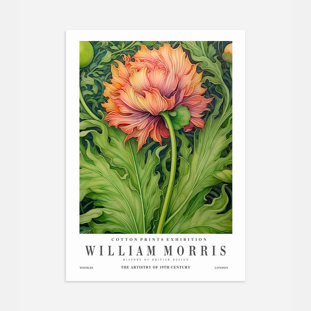 Poster – Groen-Oranje Bloemmotief