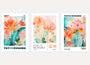 yayoi kusama inspired colorful floral poster set of 3 orange turquoise pink wall decor